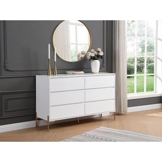 PASCAL MORABITO Kommode 6 Schubladen - MDF & Metall - Weiß lackiert & Goldfarben - KORASA von Pascal Morabito  