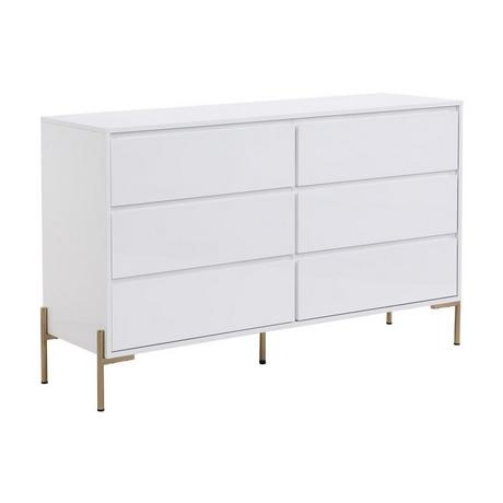 PASCAL MORABITO Kommode 6 Schubladen - MDF & Metall - Weiß lackiert & Goldfarben - KORASA von Pascal Morabito  