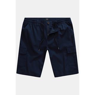 JP1880  Bermuda aspect lin. Poches cargo et taille élastique bleu marine 