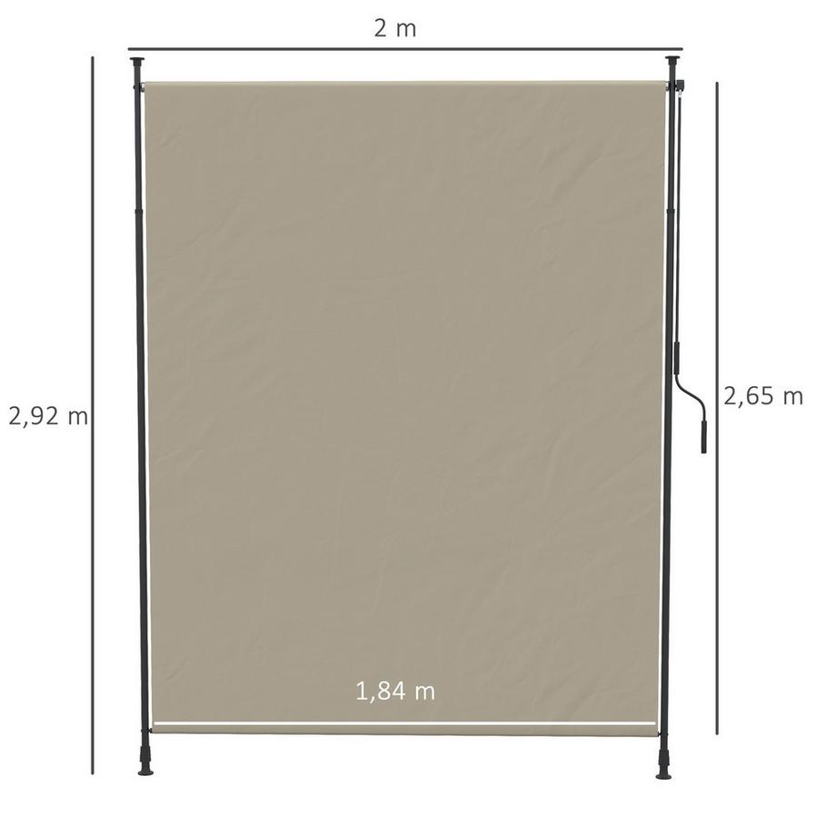 Northio Senkrechtmarkise, 200 X 292 Cm Vertikalmarkise, Einziehbares Sonnenschutz, Verstellbare Seitenmarkise, Windschutz, Alu, Sand  