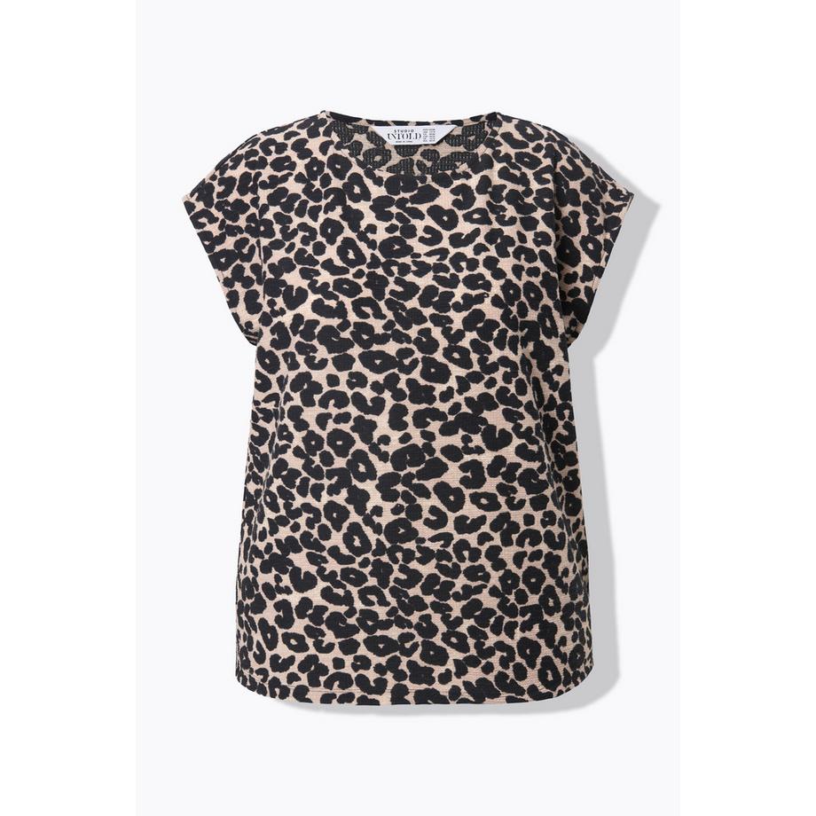 Studio Untold Oversized Waffelstruktur Leopard Print Top  