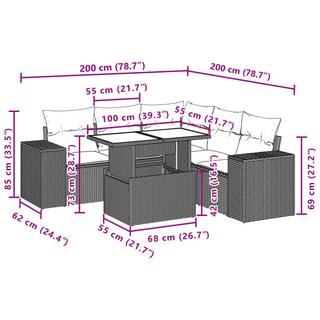 VidaXL Ensemble de canapés de jardin rotin synthétique  