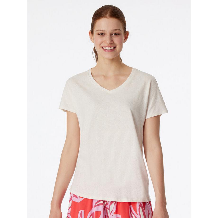 Schiesser Mix & Relax Lin Manches Courtes Col V T-shirt  