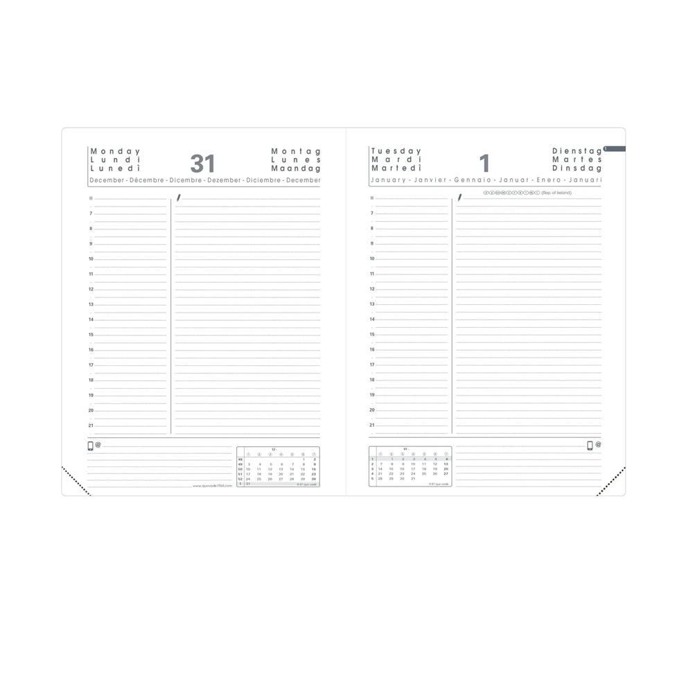 QUO-VADIS Quo Vadis - Terminkalender - 2025 - ABP 2 - Tageskalender - Mehrsprachig - Impala - Rot - Jan/Dez - 12x17 cm - Clairefontaine-Papier Weiß - Hergestellt in Frankreich  