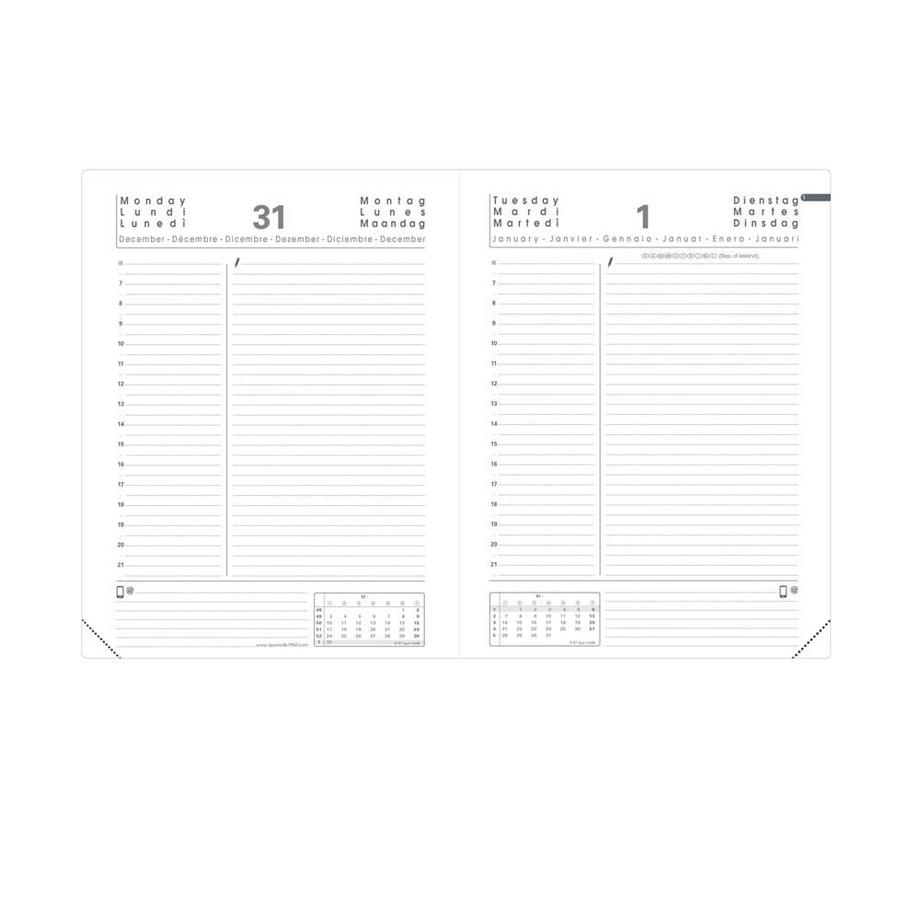 QUO-VADIS Quo Vadis - Terminkalender - 2025 - ABP 2 - Tageskalender - Mehrsprachig - Impala - Rot - Jan/Dez - 12x17 cm - Clairefontaine-Papier Weiß - Hergestellt in Frankreich  