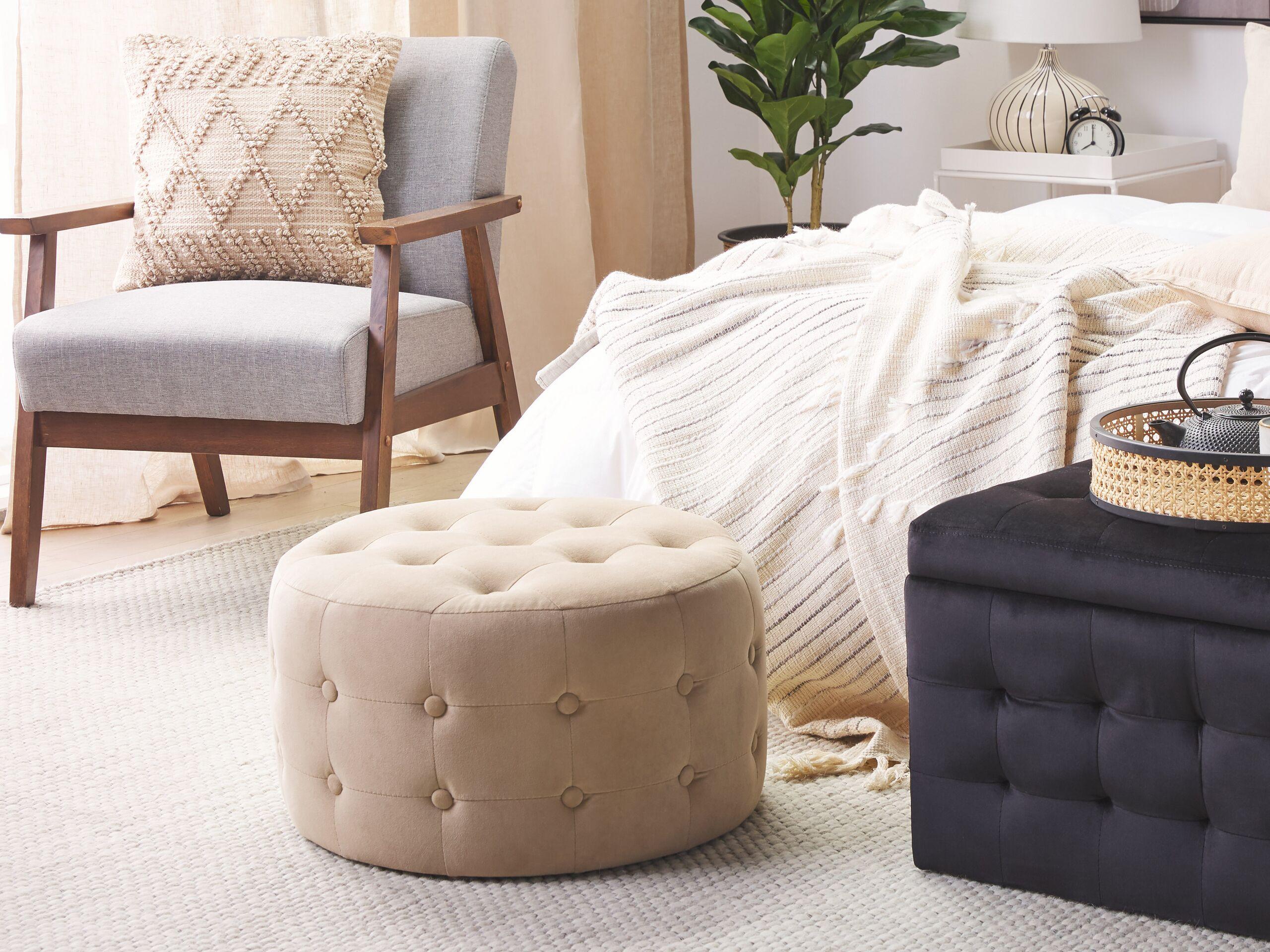 Beliani Pouf en Velours Glamour TAMPA  