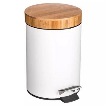 Treteimer, Bambus  Metall, 3 L - Weiß