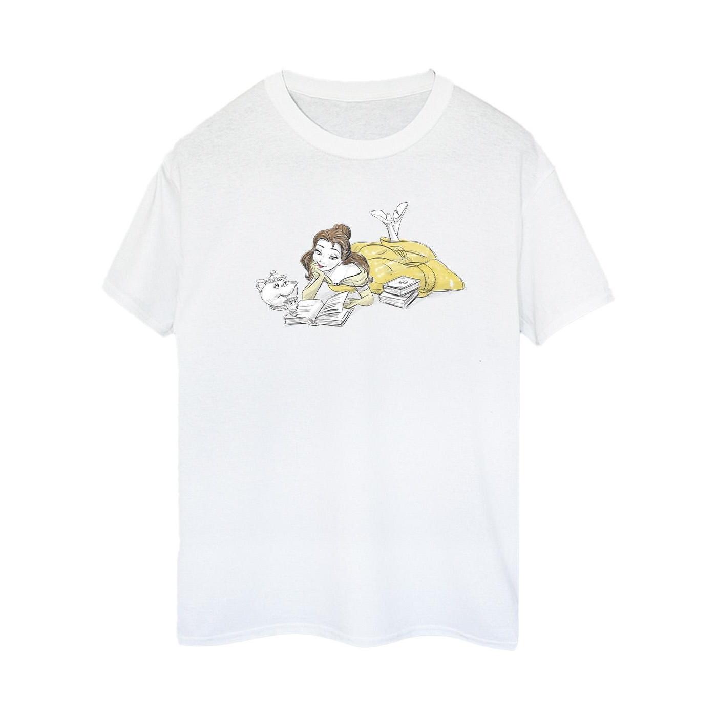 Image of Beauty And The Beast Belle Reading Tshirt Damen Weiss XXL