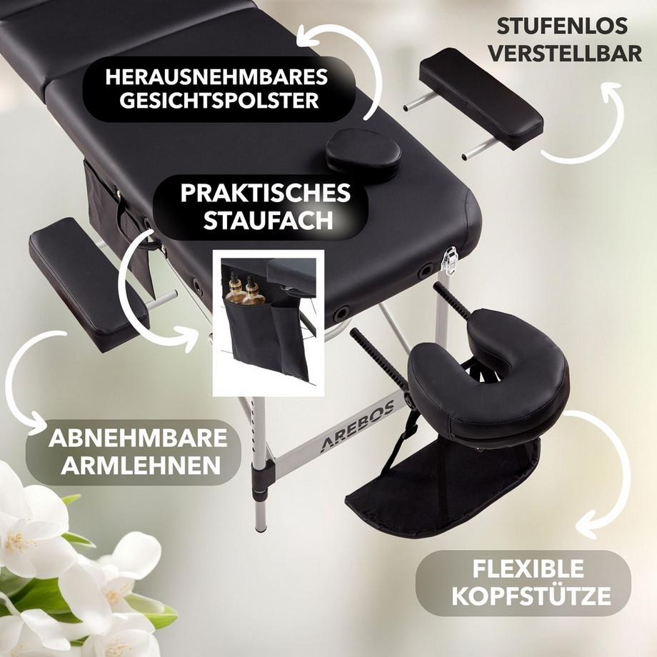 Arebos Table de massage 3 zones Table de massage pliable  