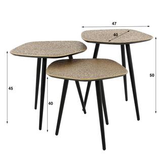 mutoni Table basse Metallic Point bronze antique (lot de 3)  