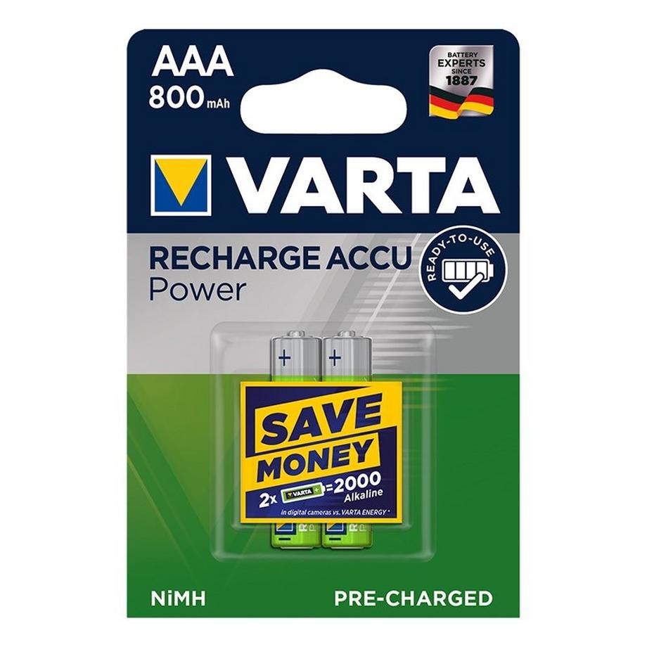 Pricenet  Varta Recharge Accu Power Batterien AAA 800 mAh 2 Stück im Blister (DECT-Telefon) 