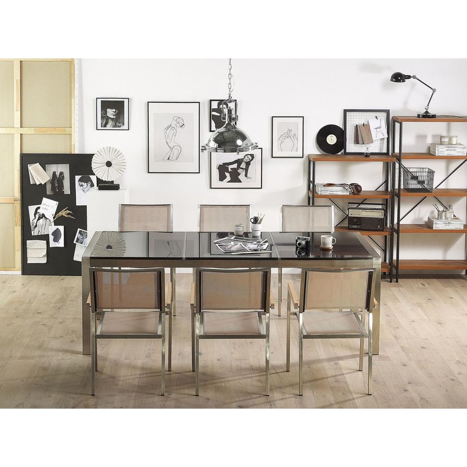 Beliani Gartentisch aus Granit Industriell GROSSETO  