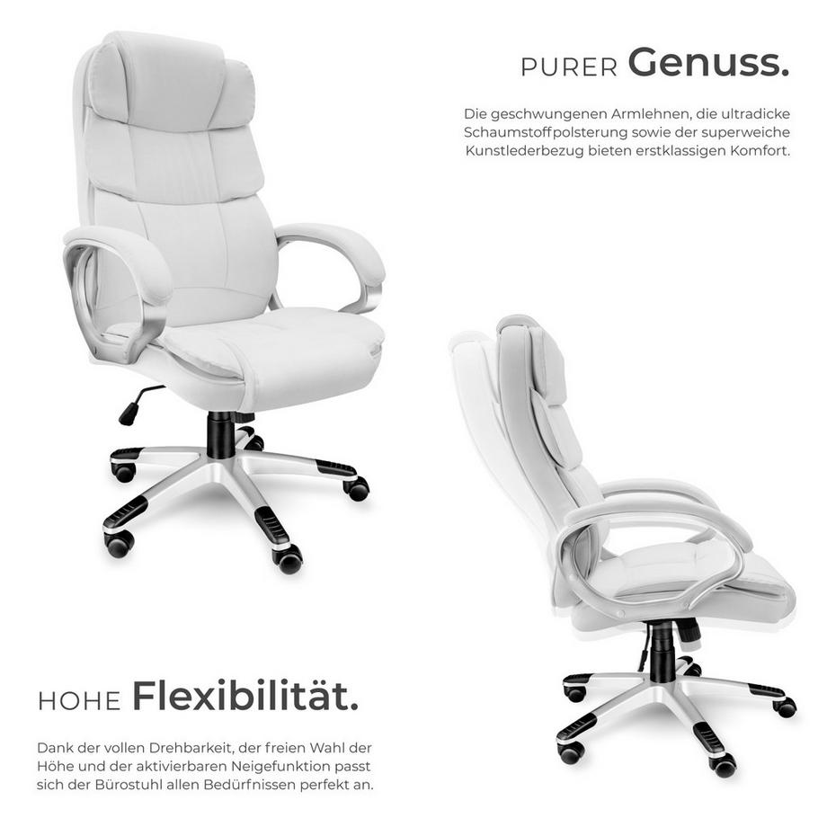 Tectake Bürostuhl Jonas 360° drehbar und stufenlos höhenverstellbar mit gepolsterten Armlehnen  