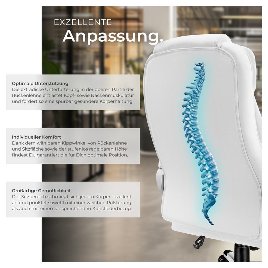 Tectake Bürostuhl Jonas 360° drehbar und stufenlos höhenverstellbar mit gepolsterten Armlehnen  