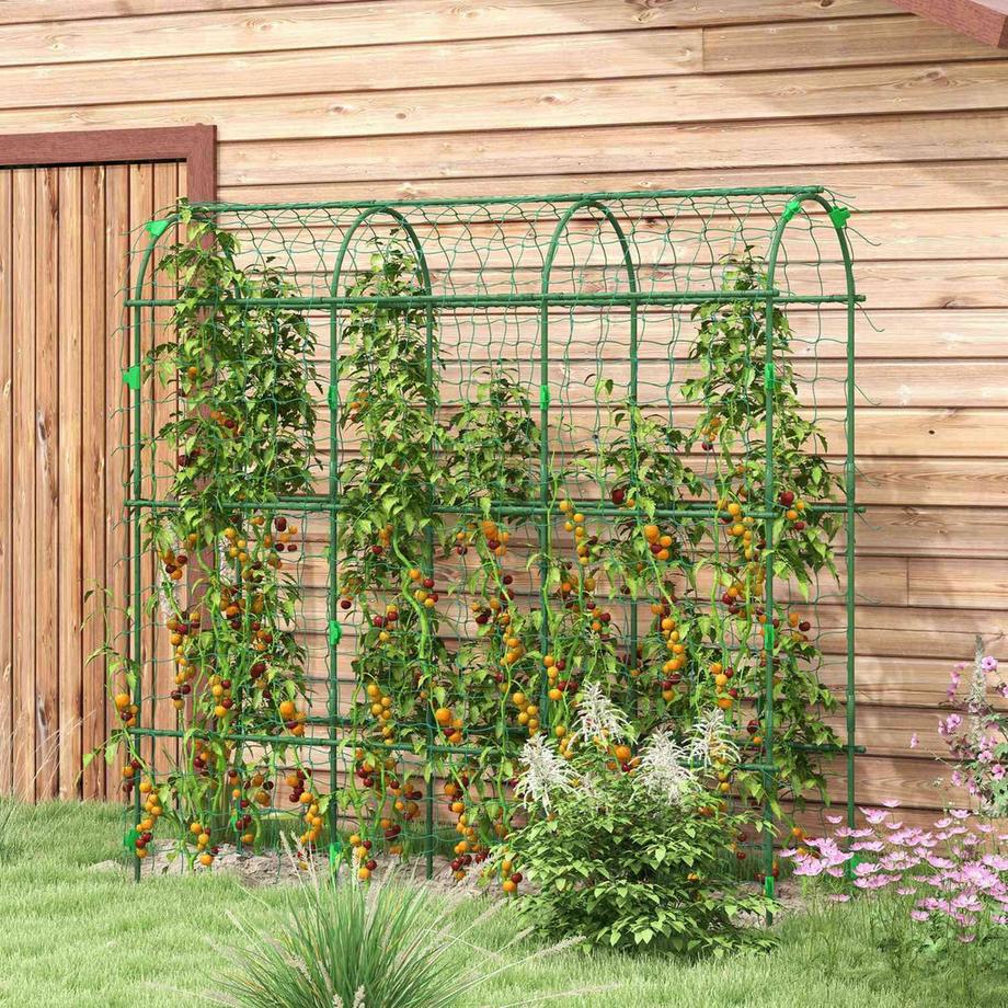 Northio Treillis pour plantes grimpantes, treillis réglable, treillis végétal avec filet, cadre végétal, acier, vert, 43 x 182 x 183 cm pour jardin, balcon  