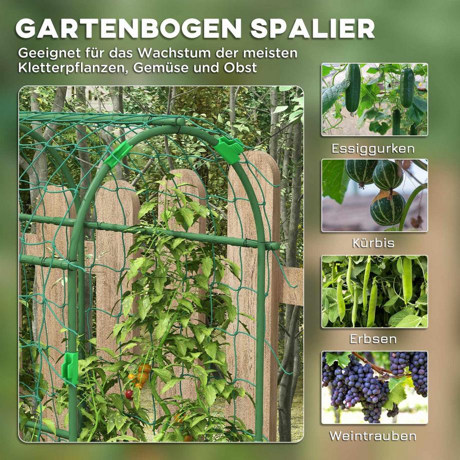 Northio Treillis pour plantes grimpantes, treillis réglable, treillis végétal avec filet, cadre végétal, acier, vert, 43 x 182 x 183 cm pour jardin, balcon  