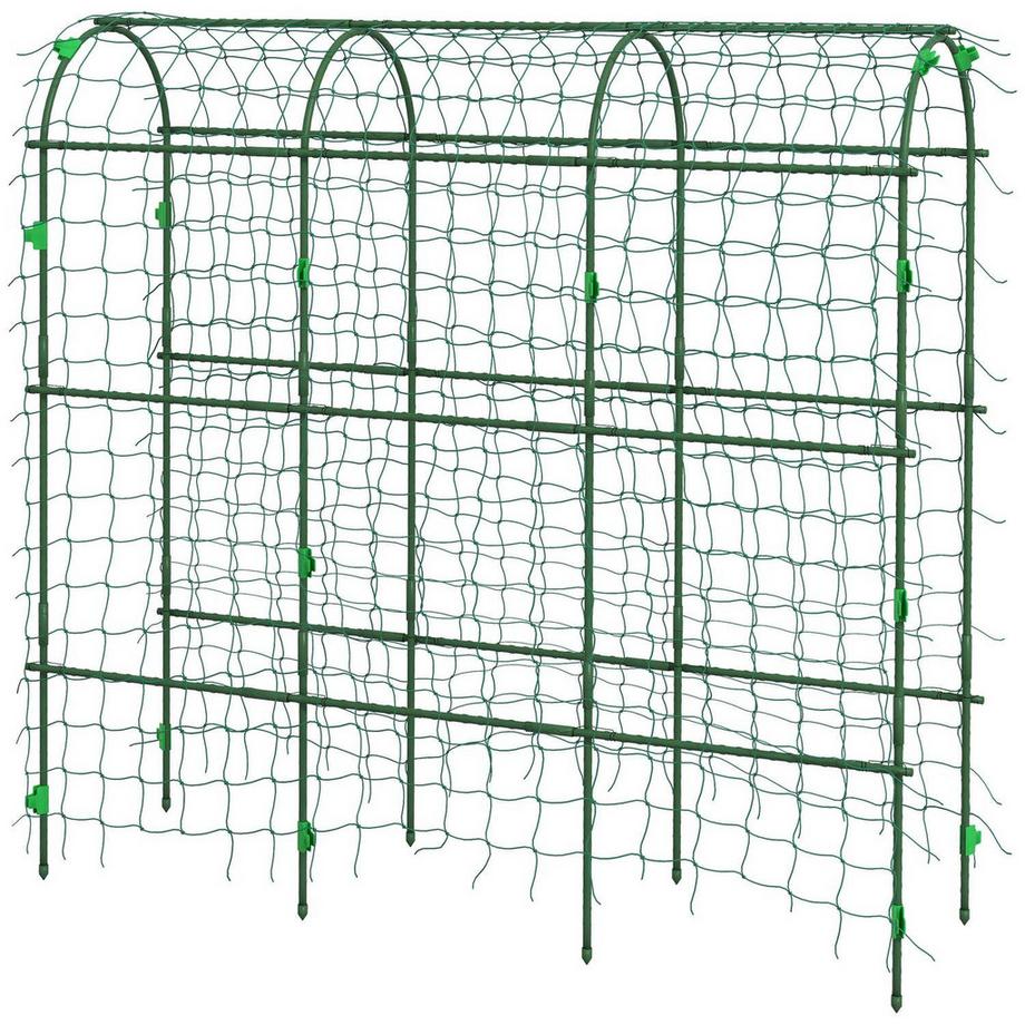 Northio Treillis pour plantes grimpantes, treillis réglable, treillis végétal avec filet, cadre végétal, acier, vert, 43 x 182 x 183 cm pour jardin, balcon  