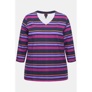 Ulla Popken  Maglia classica a righe con scollo a V e maniche a 3/4 