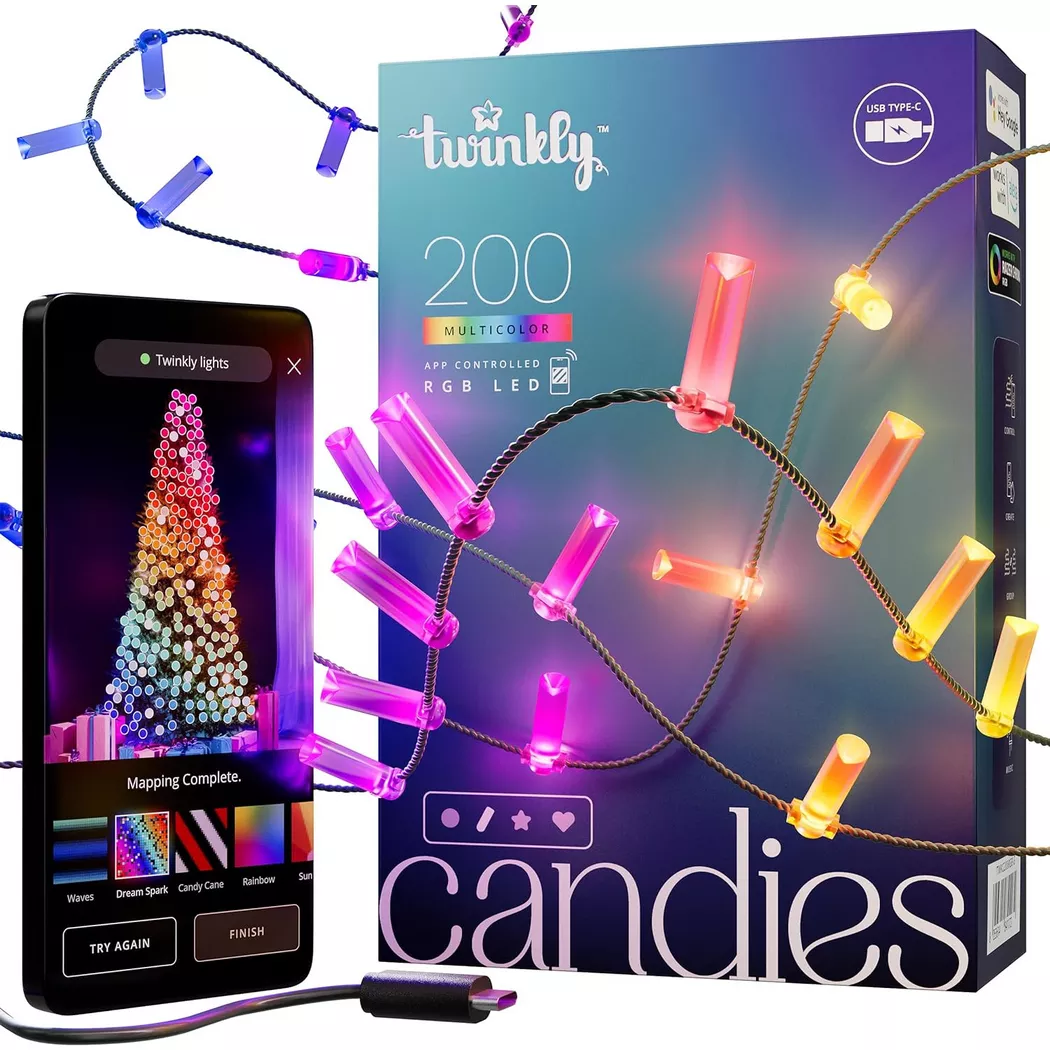 twinkly - CANDIES avec 200 LED RGB en forme de bougie, 12 Monate, Vert