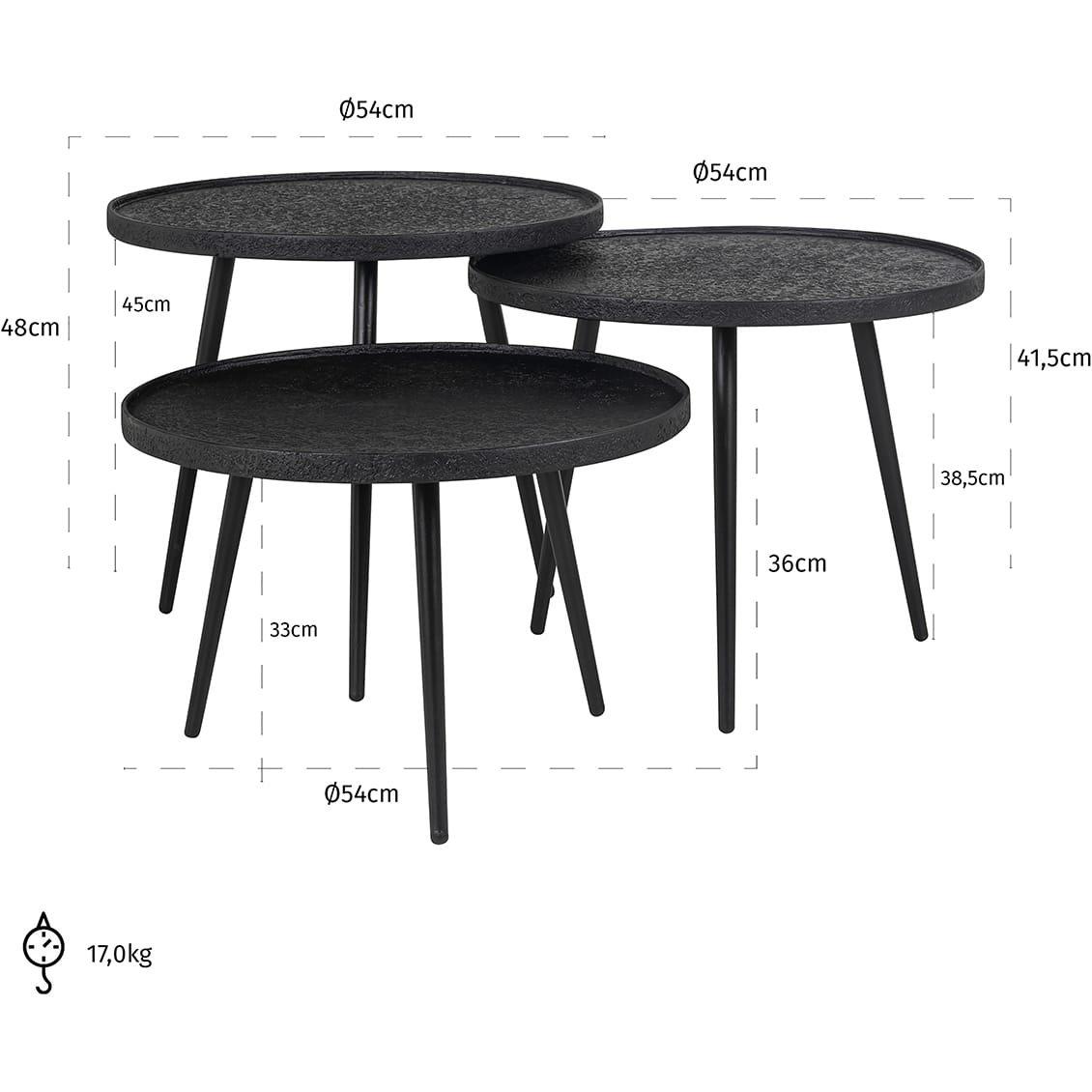 mutoni Couchtisch Oxford 54x54 (3er-Set)  