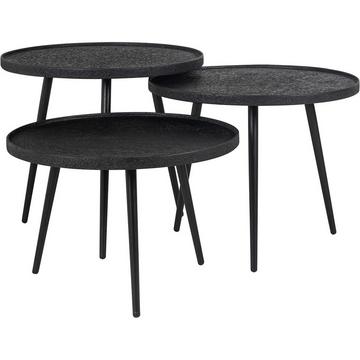 Table basse Oxford noir 54x54 (lot de 3)