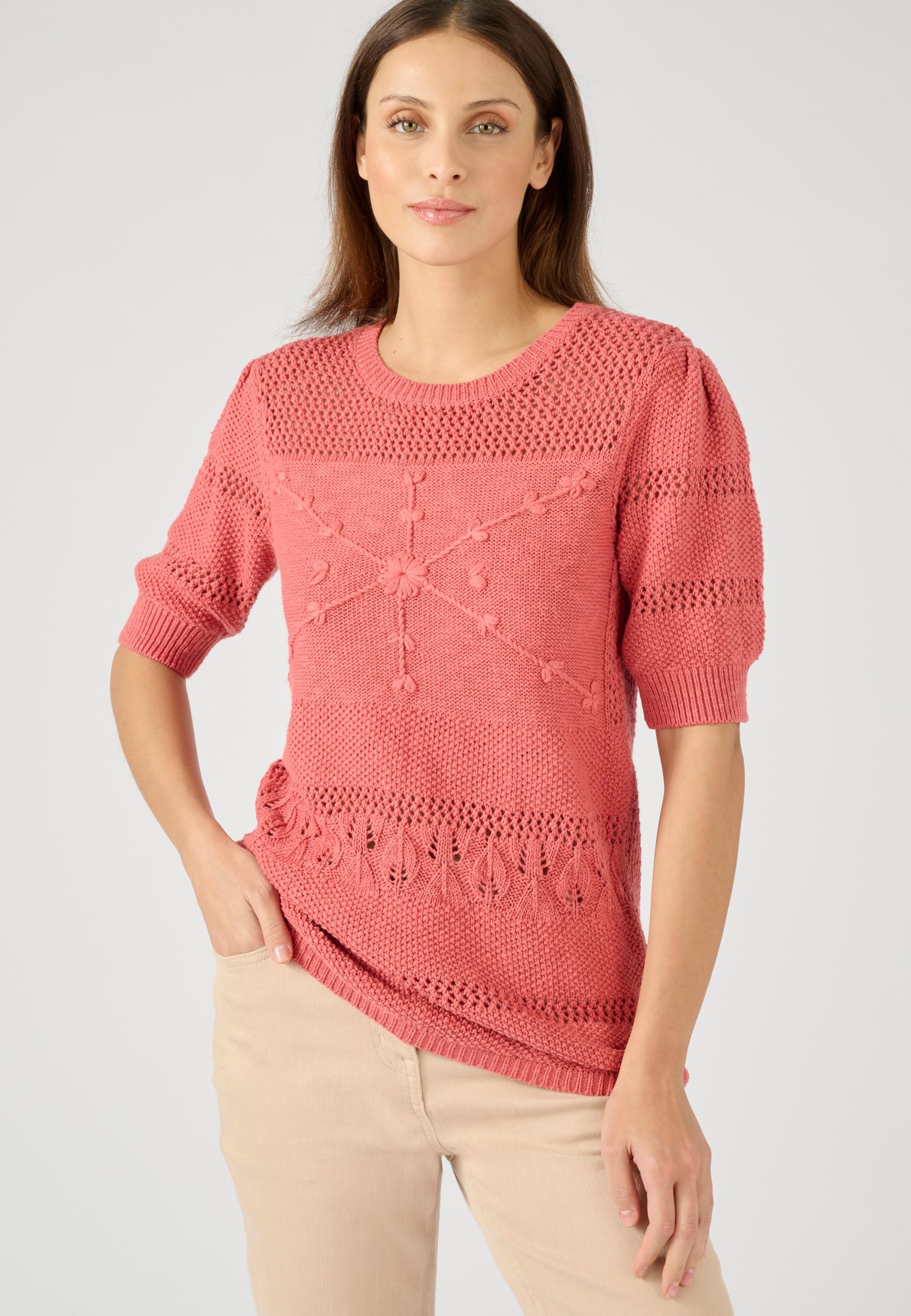 Image of Pullover Aus Gewebe In Häkeloptik. Damen Rosa 54/56