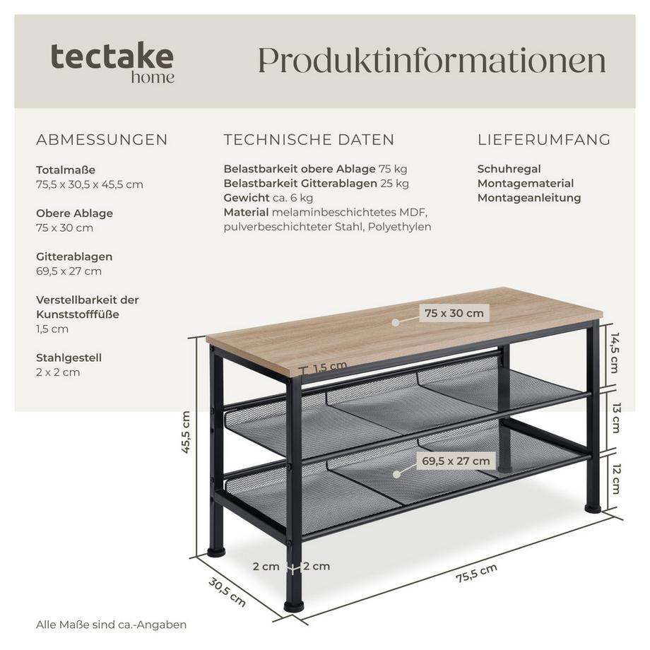 Tectake Scarpiera Derry stile industriale  