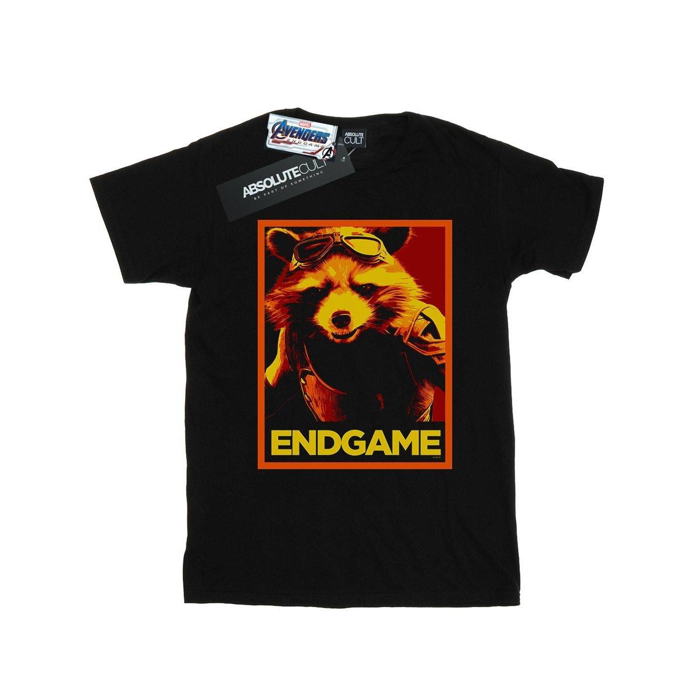 Image of Avengers Endgame Rocket Poster Tshirt Mädchen Schwarz 128