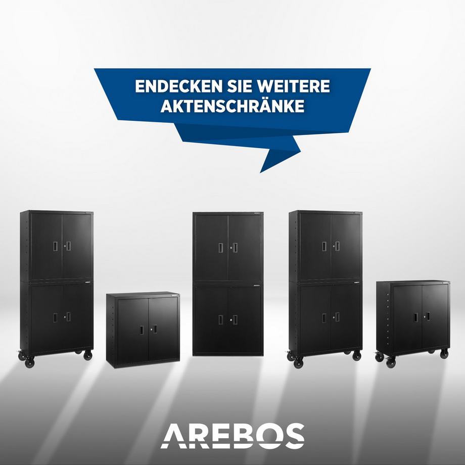 Arebos Aktenschrank Büroschrank Lagerschrank Materialschrank mit Rollen  