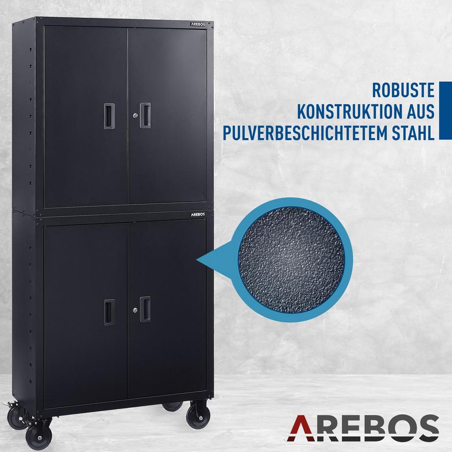 Arebos Aktenschrank Büroschrank Lagerschrank Materialschrank mit Rollen  