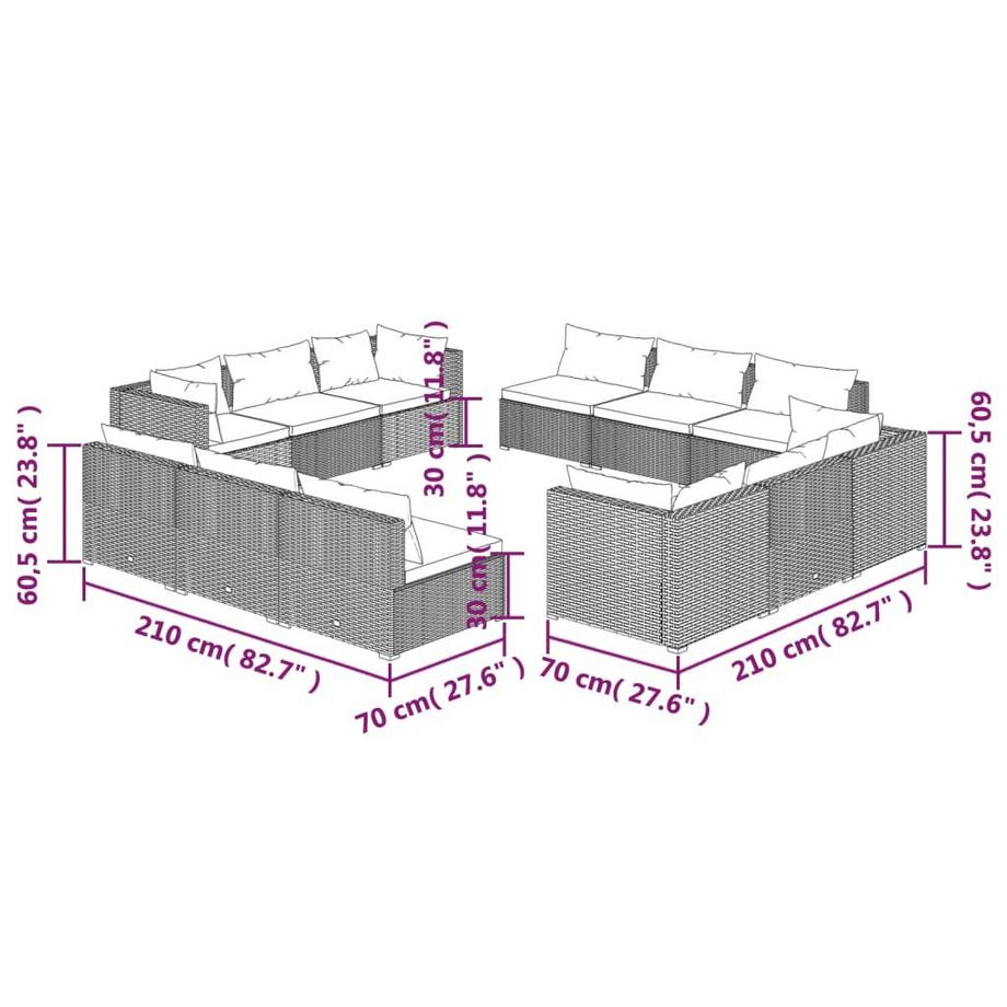 VidaXL Garten-lounge-set poly-rattan  