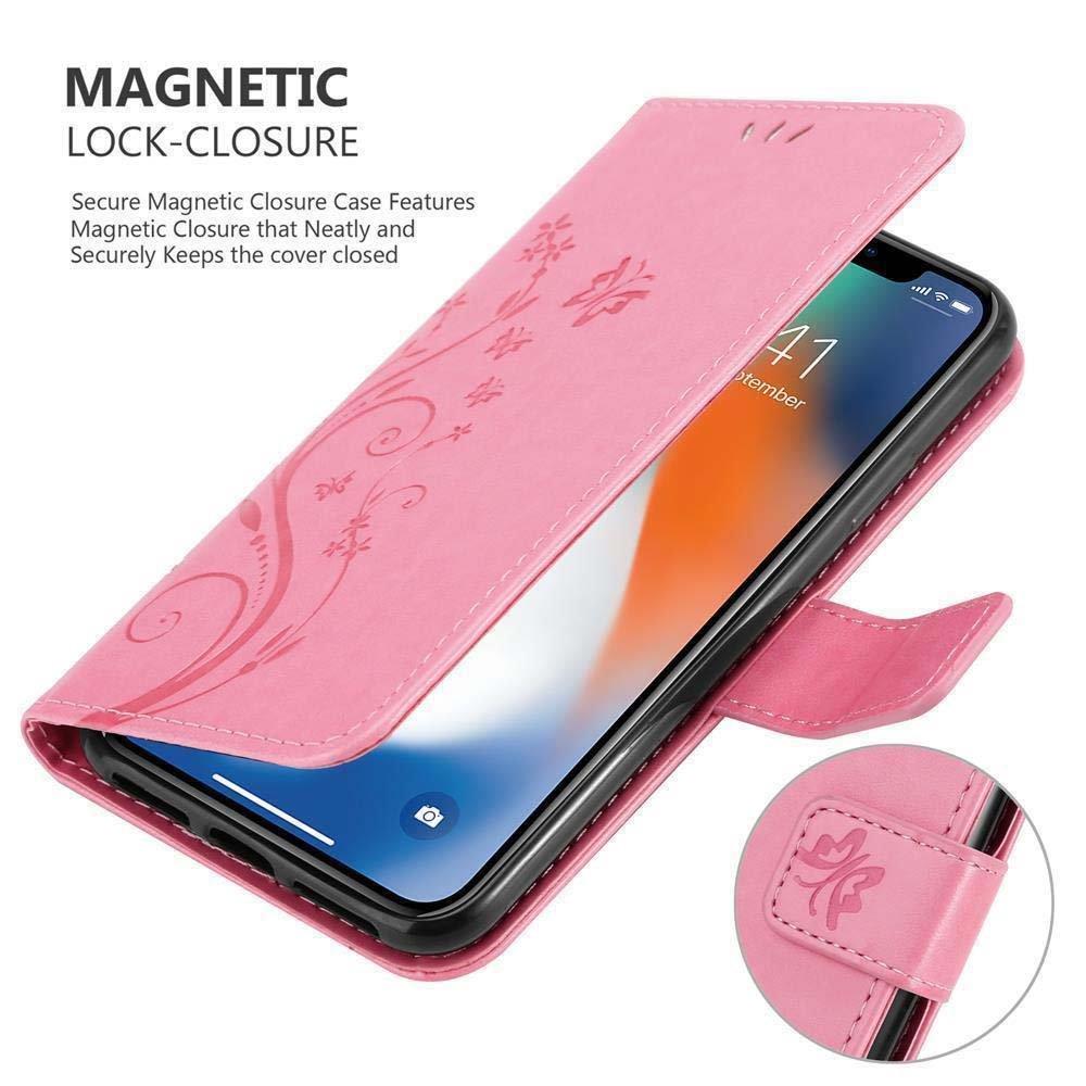 Cadorabo  Housse compatible avec Apple iPhone XR - Coque de protection au design floral avec fermeture magnétique, fonction de support et emplacements pour cartes 