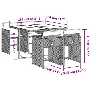 VidaXL Ensemble de salle à manger de jardin rotin synthétique  