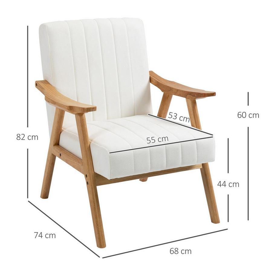 Northio Chaise Longue Rembourrée Aspect Velours Avec Accoudoirs, Design Scandi, Crème, 68X74X82Cm  