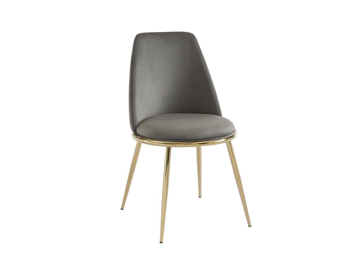 PASCAL MORABITO Lot de 6 chaises en velours et métal doré - Gris - NEBINA de Pascal MORABITO  