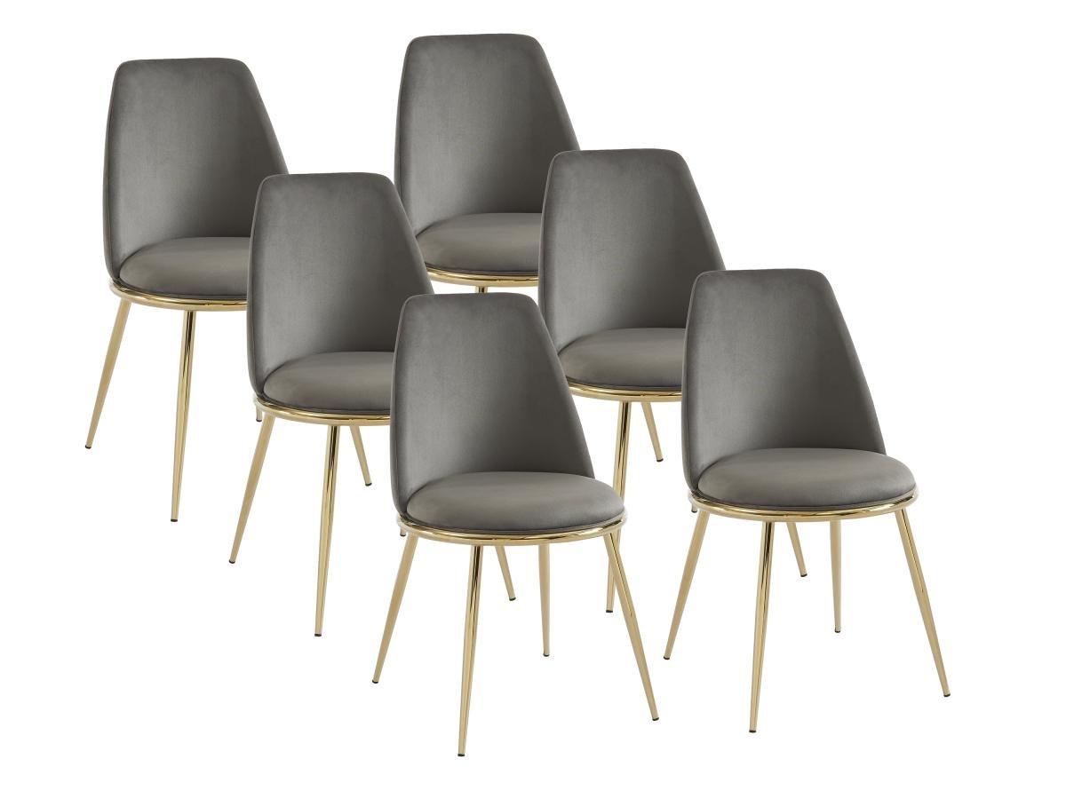 PASCAL MORABITO Lot de 6 chaises en velours et métal doré - Gris - NEBINA de Pascal MORABITO  