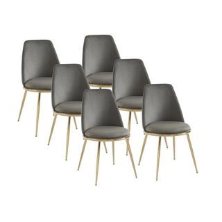 PASCAL MORABITO Lot de 6 chaises en velours et métal doré - Gris - NEBINA de Pascal MORABITO  