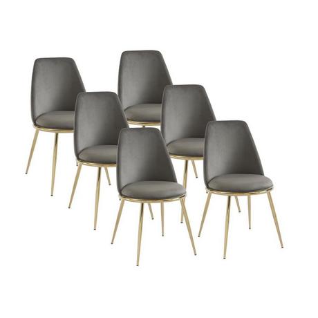 PASCAL MORABITO Lot de 6 chaises en velours et métal doré - Gris - NEBINA de Pascal MORABITO  