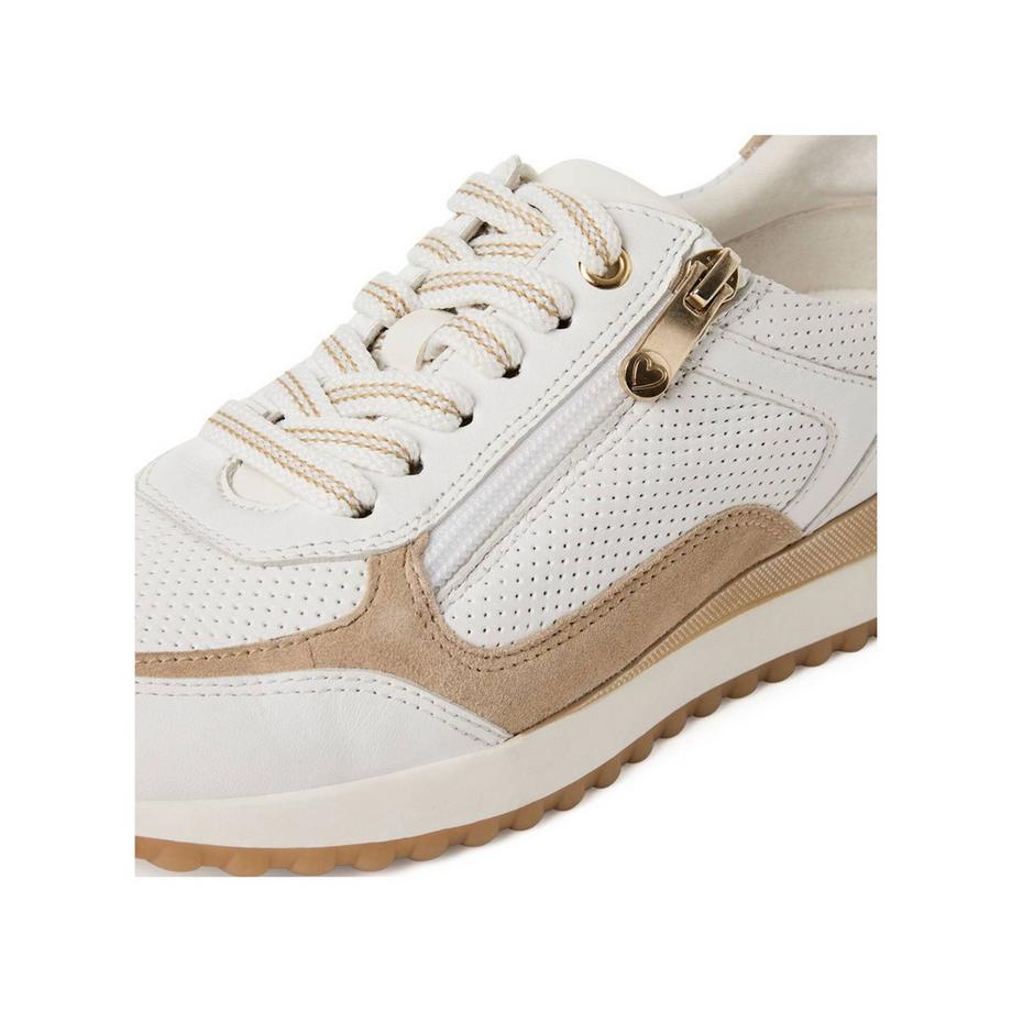 Marco Tozzi Sneaker blanche et beige avec panneaux perforés  
