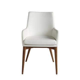 ANGEL CERDA Chaise en simili cuir et bois noyer  