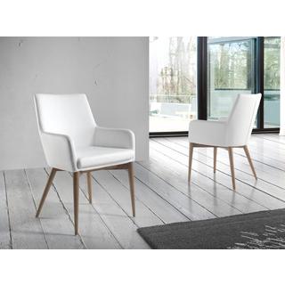 ANGEL CERDA Chaise en simili cuir et bois noyer  