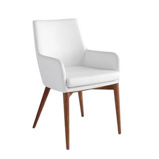 ANGEL CERDA Chaise en simili cuir et bois noyer  