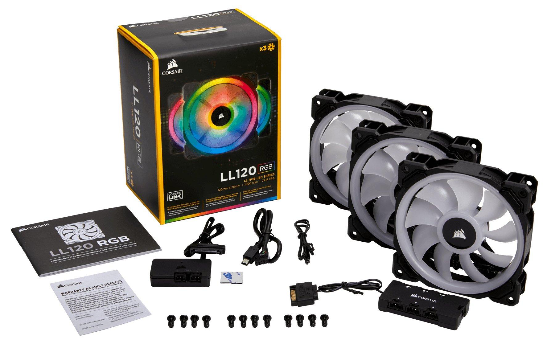 Corsair  LL120 RGB Case per computer Ventilatore 12 cm Nero, Bianco 