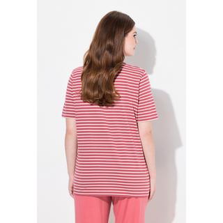 Ulla Popken Ringel Rundhals Halbarm Pyjamashirt  