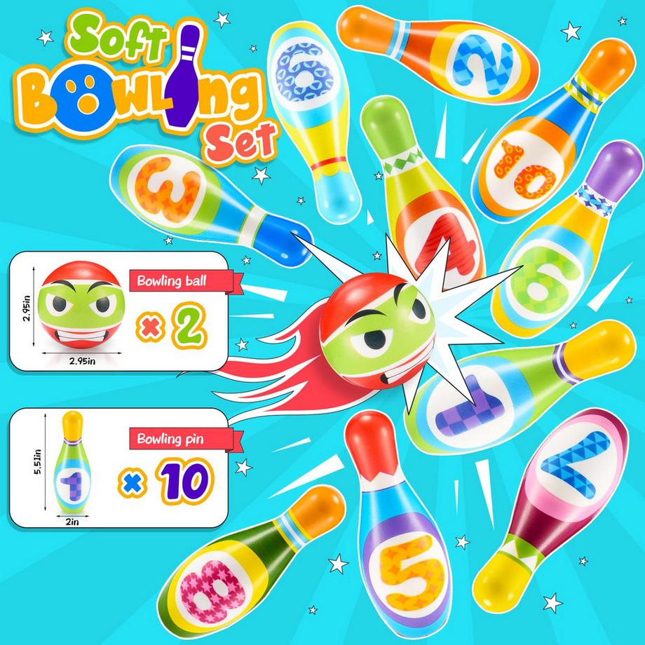 Activity-board  Jeu de bowling 12 pièces, jouets de lancer de canettes, jeux d'enfants, jeux éducatifs 