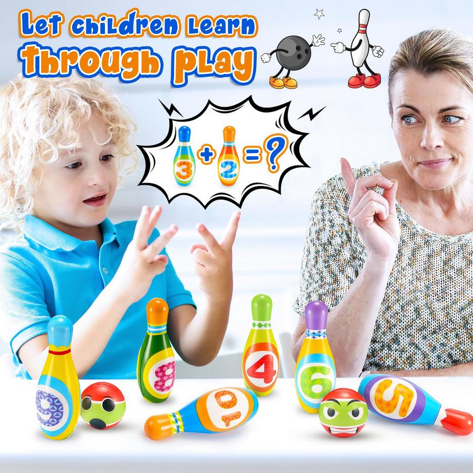 Activity-board  Jeu de bowling 12 pièces, jouets de lancer de canettes, jeux d'enfants, jeux éducatifs 