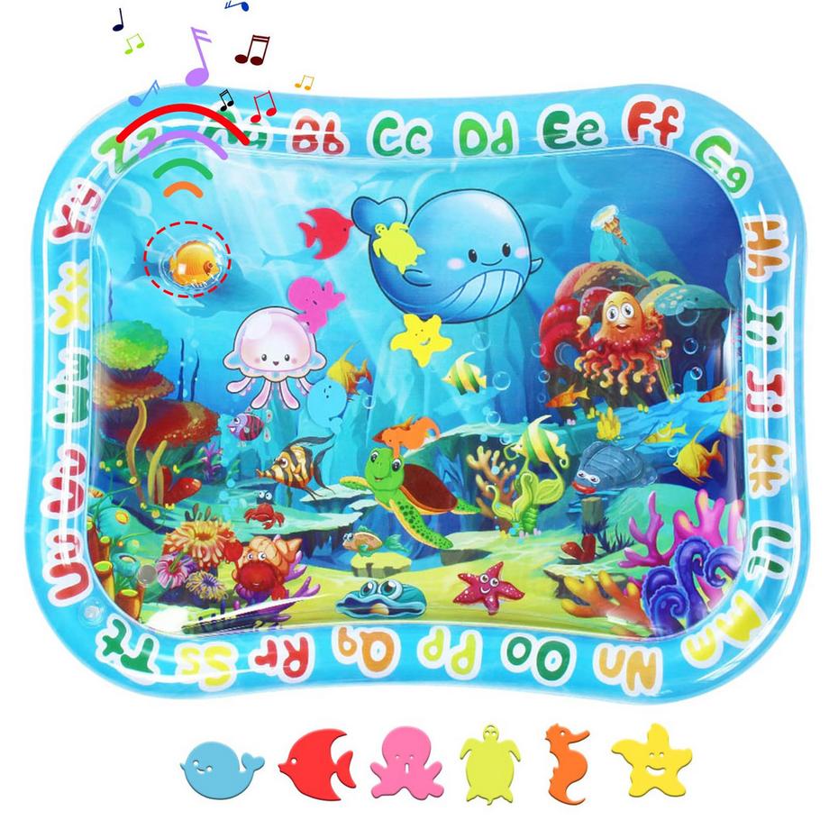 Wassermatte Babyspielzeug, Aufblasbare Wassermatte für Babys, Sensory tummy time mat