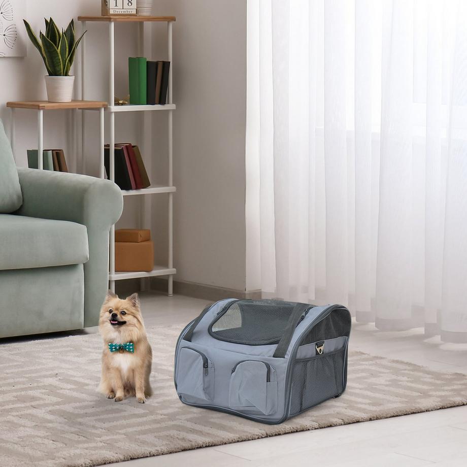 Northio  Caisse Pour Chien Boîte De Transport Pour Voiture Sac De Transport Oxford Gris 41X34X30Cm 
