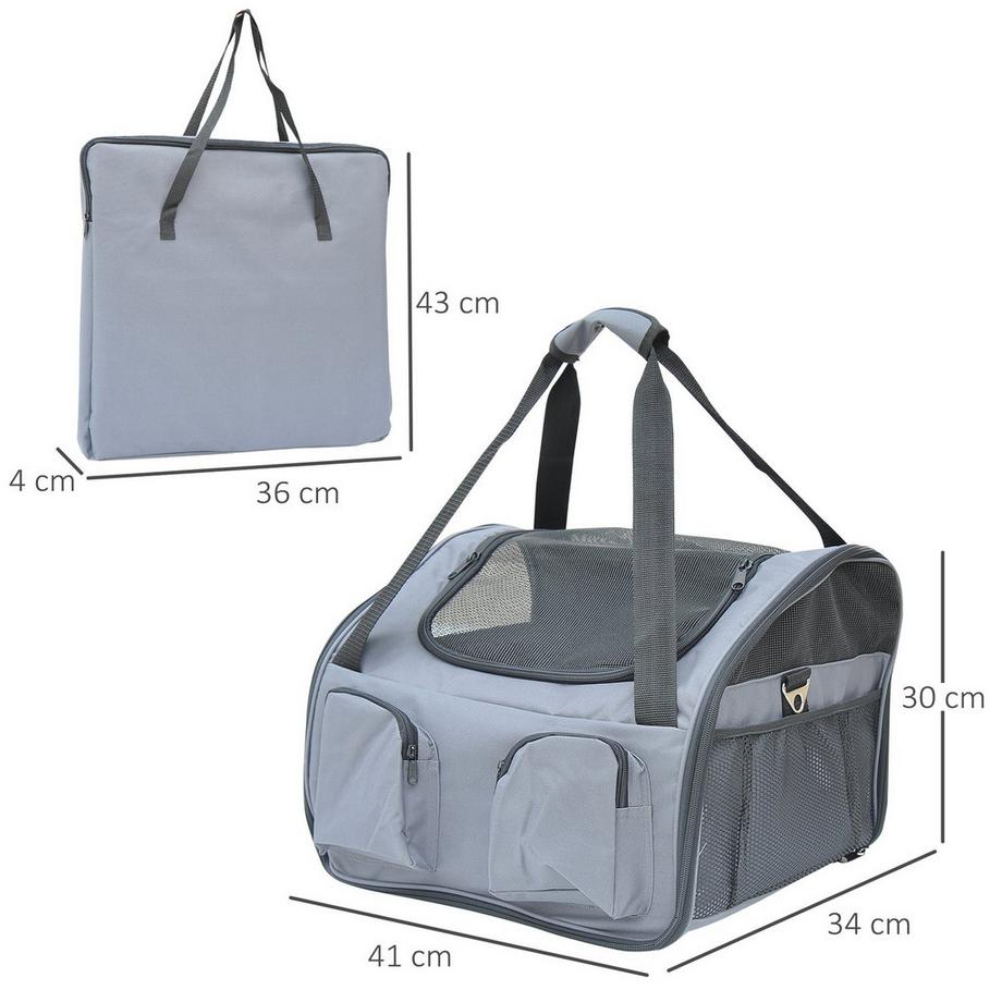 Northio  Caisse Pour Chien Boîte De Transport Pour Voiture Sac De Transport Oxford Gris 41X34X30Cm 