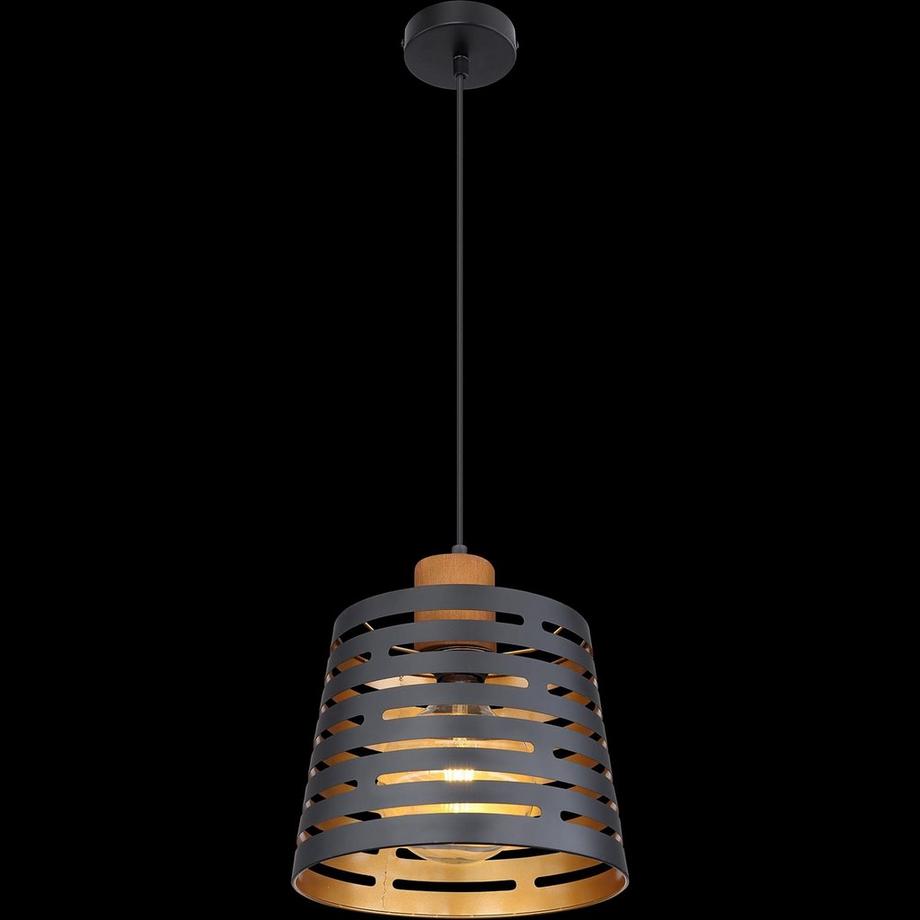 mutoni Lampe à suspension Ablona métal noir mat 1xE27  